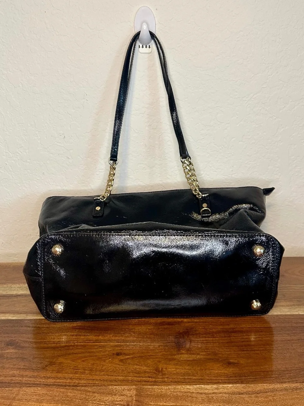 Michael Kors Black Patent Leather Jet Set Tote Bag